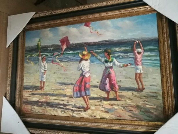 Ulei pe pânză "Joc pe plaja "