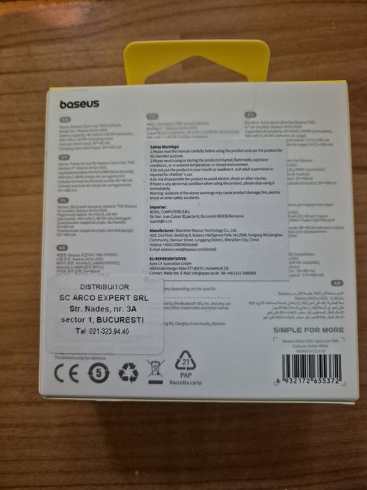 Vând Căști Baseus Clip-ons Noi