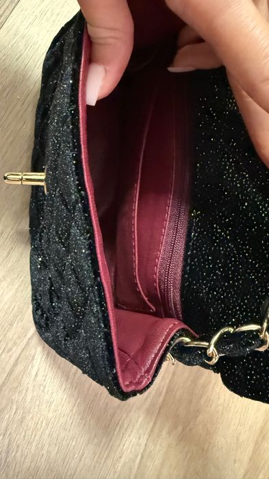 Чанта малка плюшена с брокат