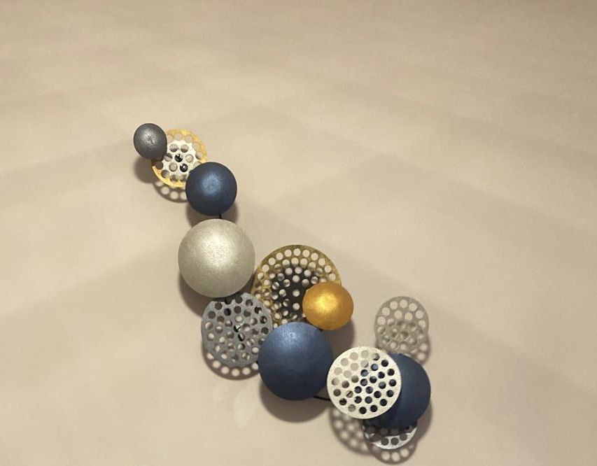 Decoratiune eleganta perete, argintiu, auriu, turcoa