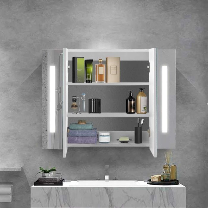 Шкаф за баня с вградено LED осветление – CLIPOP WFBS-BC-D0182WH