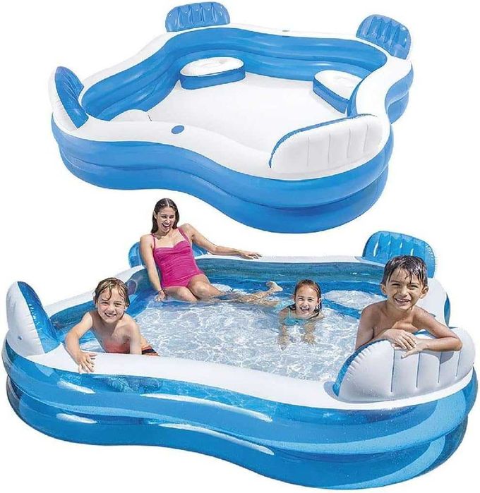 Топ цена! Надуваем семеен басейн Intex 56475NP 229x229x66 см с 4 седалки и облегалки!