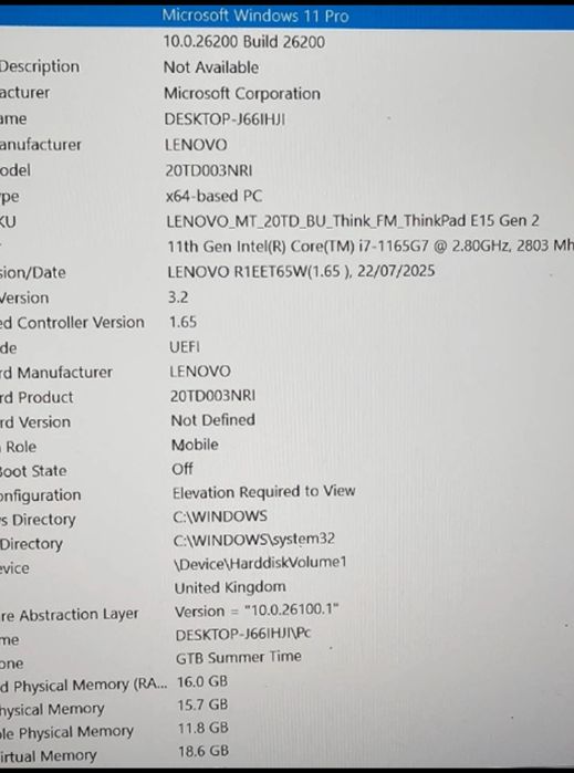 Lenovo ThinkPad E15 I7 gen2