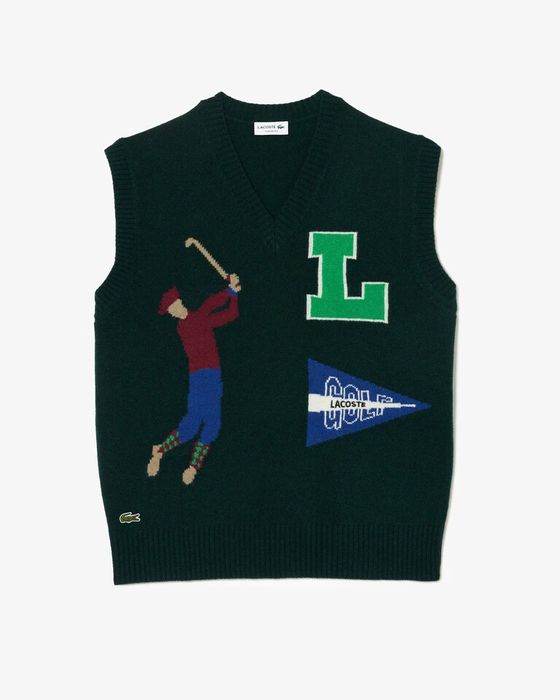 Lacoste Sweater Wool Pullover оригинален вълнен пуловер 2XL топъл елек