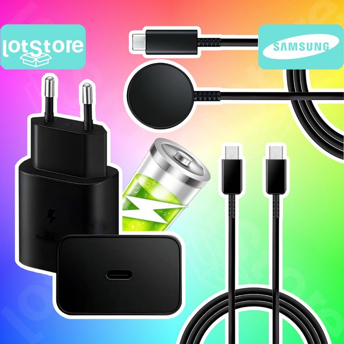 Самсунг зарядка оригинал тайп си адаптер 45w кабель купить в Шымкенте