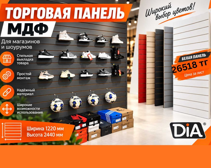 Торговая панель МДФ и пластик с пазами для магазина