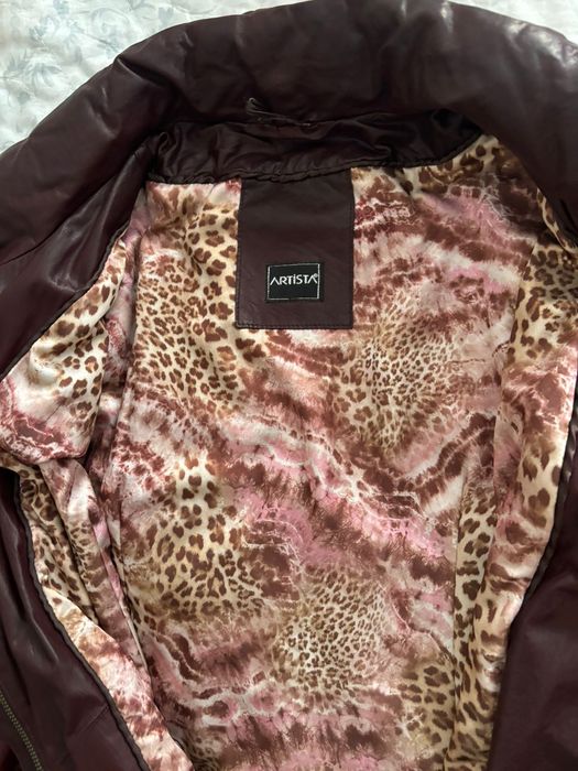 Куртка кожаная, бордовая