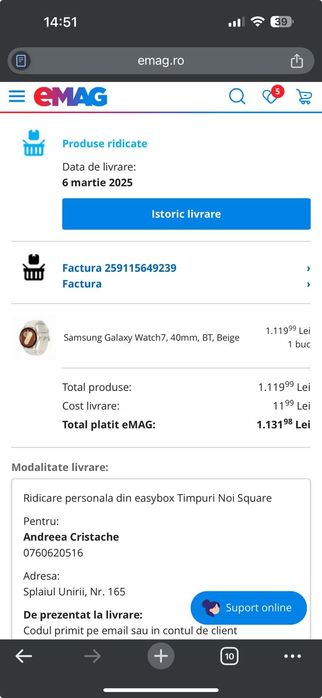 Smartwatch Galaxy watch 7 40mm beige