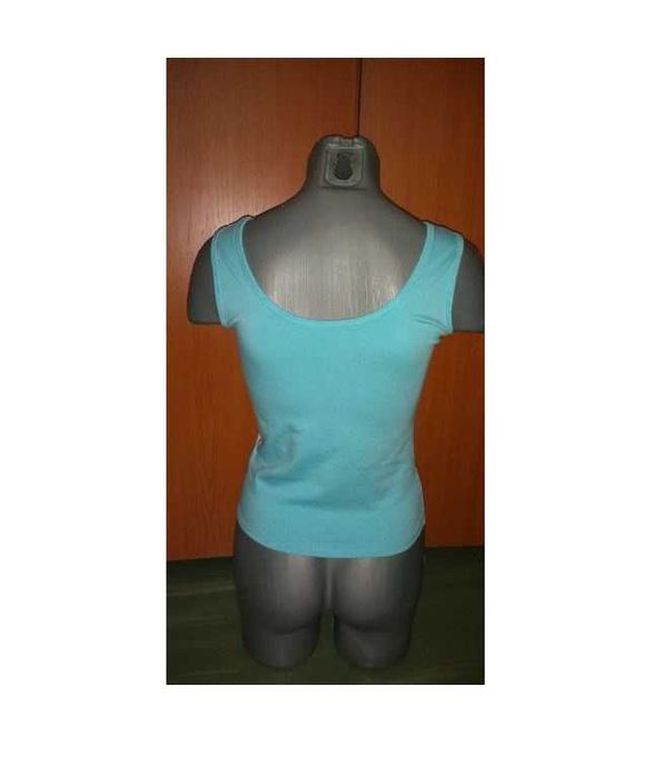 Maiou aqua cu imprimeu flori , deosebit, bumbac, S