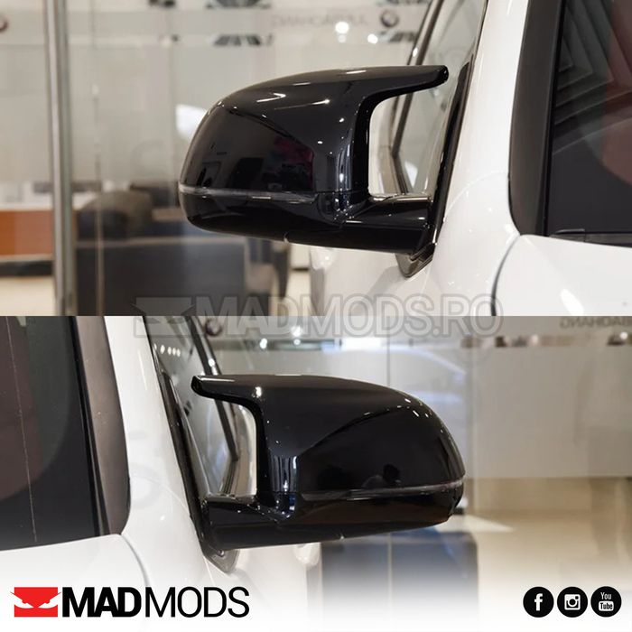 Set capace oglinzi M BMW X3 F25 X4 F26 X5 F15 X6 F16, Negru lucios