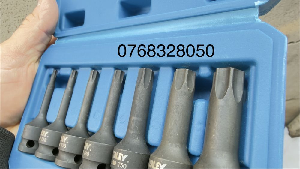 Set de 7 chei tubulare de impact Torx T20 - T60, cu acționare de 3/8