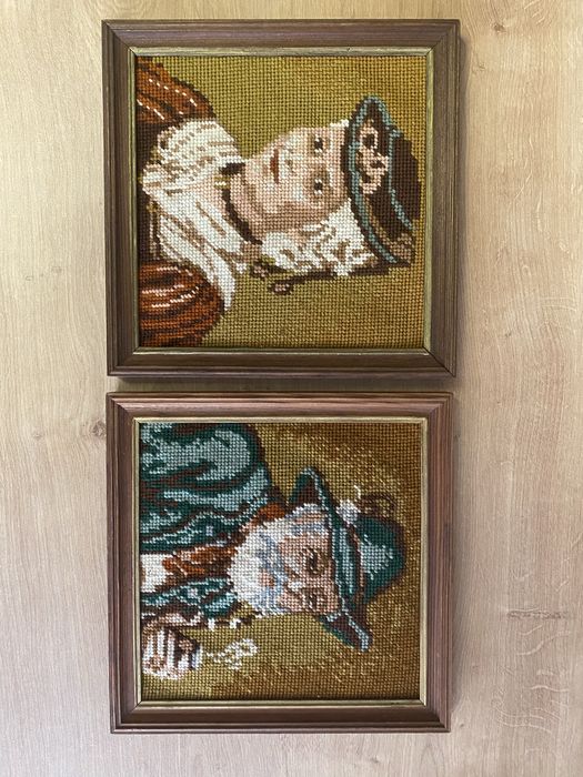Tablou goblen in rama (moș si babă)