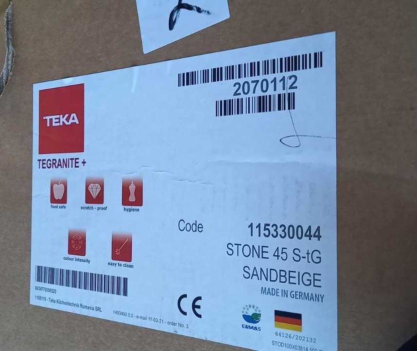 Chiuvetă din Compozit granit TEKA Stone 45 S-TG, 1 cuva + baterie MF2