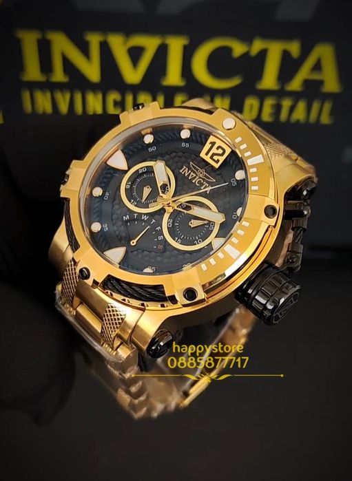 часовник INVICTA Bolt Men Gold and Black 52 mm, Инвикта нов