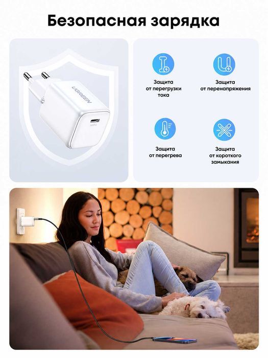 Зарядное устройство UGREEN CD318 20W USB-C быстрая зарядка
