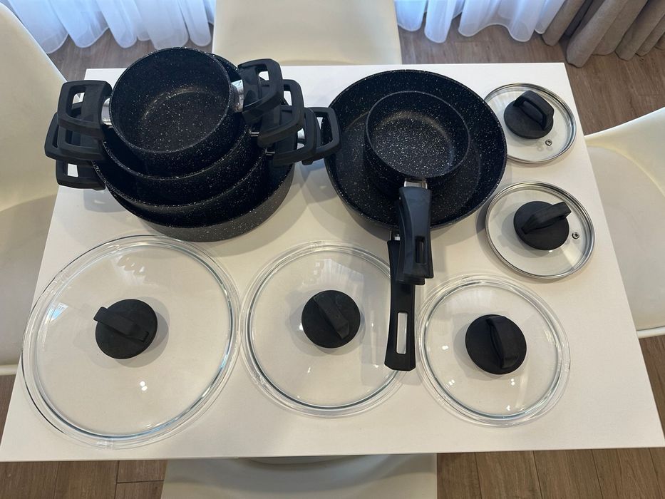 Set oale + tigăi granit antiaderente Karaca , complet, cu capace