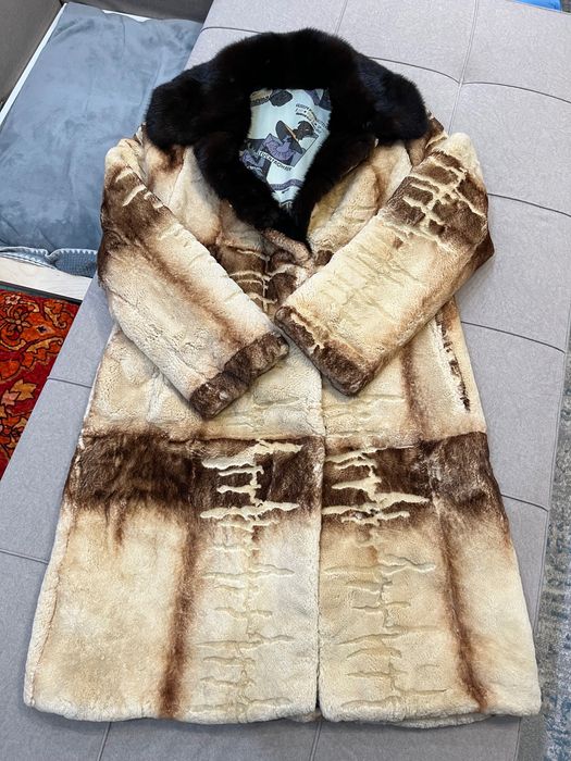 Шуба бобер воротник норка