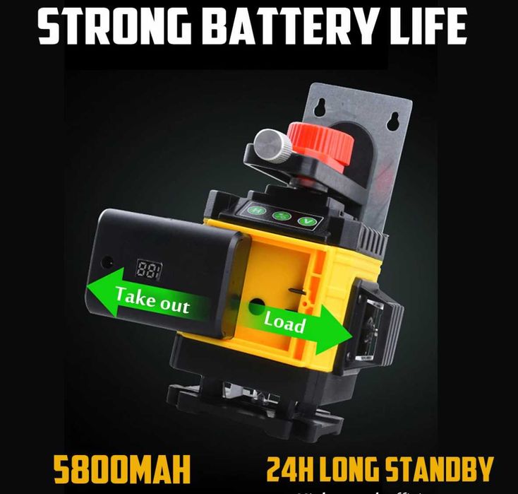 * NIVELA LASER 16 Linii 4D 360° Profesionala, 2 acumulatori, Model NOU