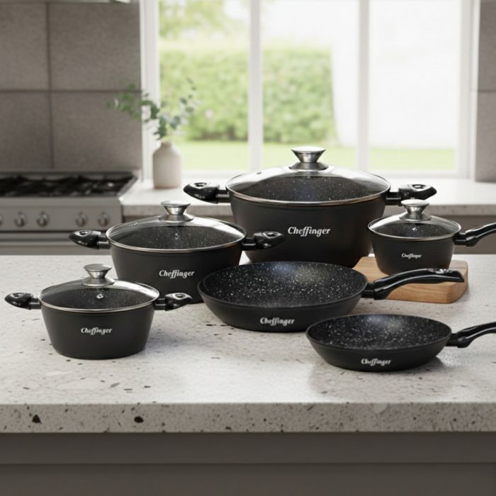 Комплект съдове за готвене Cheffinger от 10 части – тенджери и тигани