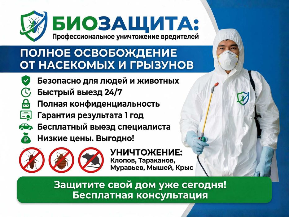 Обработка помещений от насекомых. Результат с 1-й обработки. Гарантия!