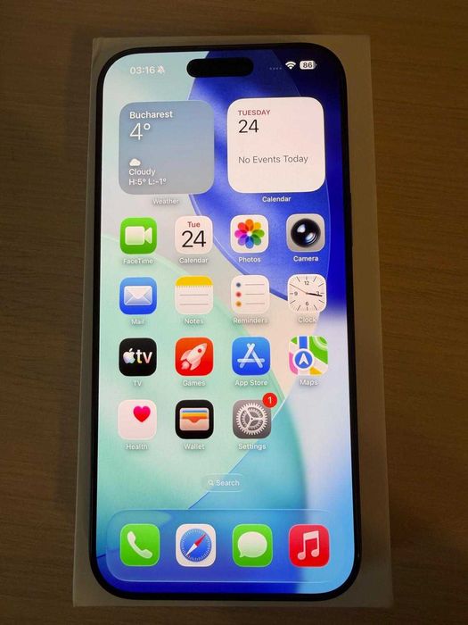 iPhone 16 PRO Max, 256GB, 93% battery, unlocked, black, in garantie