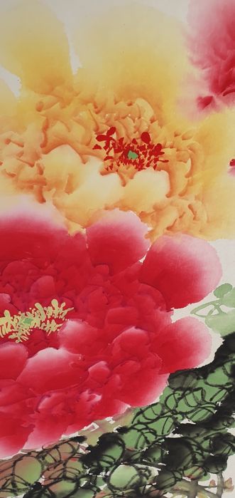 Китайска картина свитък  Божур