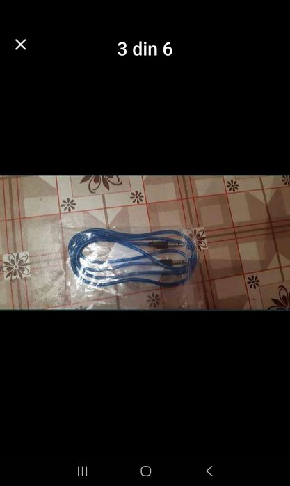 Vând cablu cu mufe stereo Aux Jac albastru sau negru. (nou)