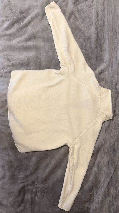 Cream Sherpa Fleece Half Zip Pullover Jacket w/ Zip Pockets Cozy Teddy Fleece