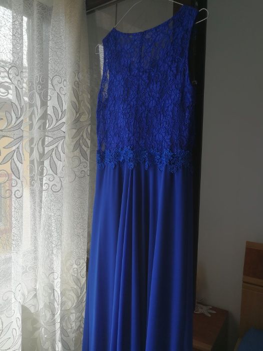 Rochie lunga ocazie voal albastra