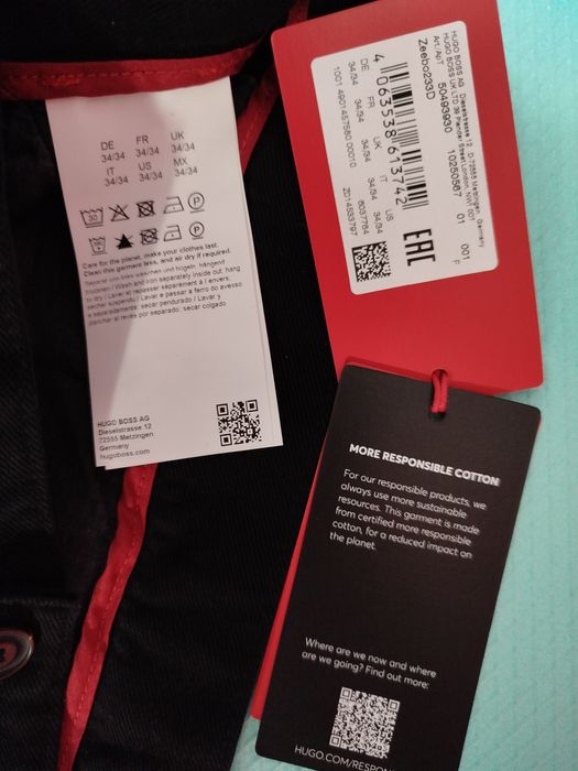 Оригинален панталон Hugo Boss Zeebo W34 Нов мъжки дънки чернен