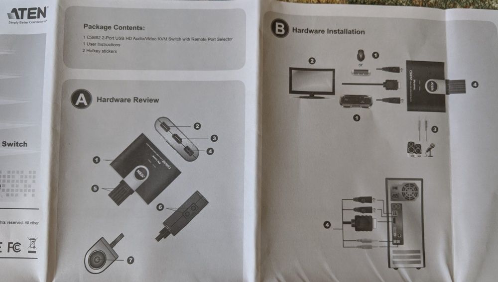 Switch KWM ATEN CS692 2 porturi HDMI, USB, Audio