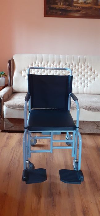 Scaun de toaleta cu roti, pliabil, sezut detasabil, otel cromat