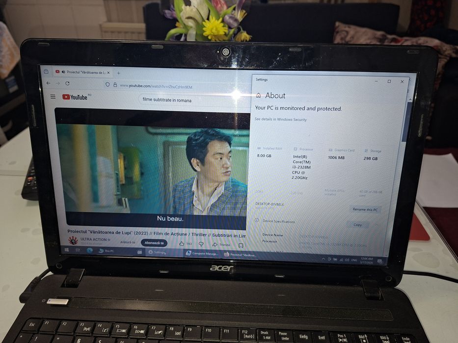 Acer Aspire cu video dedicat NVIDIA,  Intel i3, 8 gb ram, baterie ok