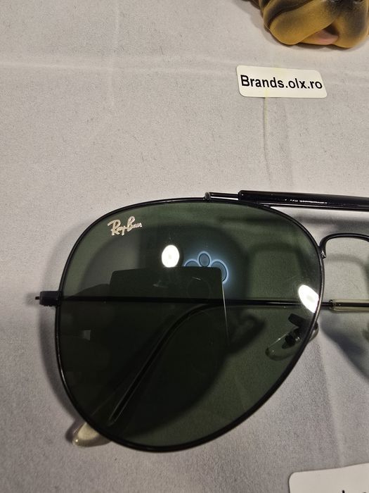 Promotie - Ochelari de soare Ray-Ban RB3030 Outdoorsman I, lentile verzi din sticla, rama neagra pilot shaped