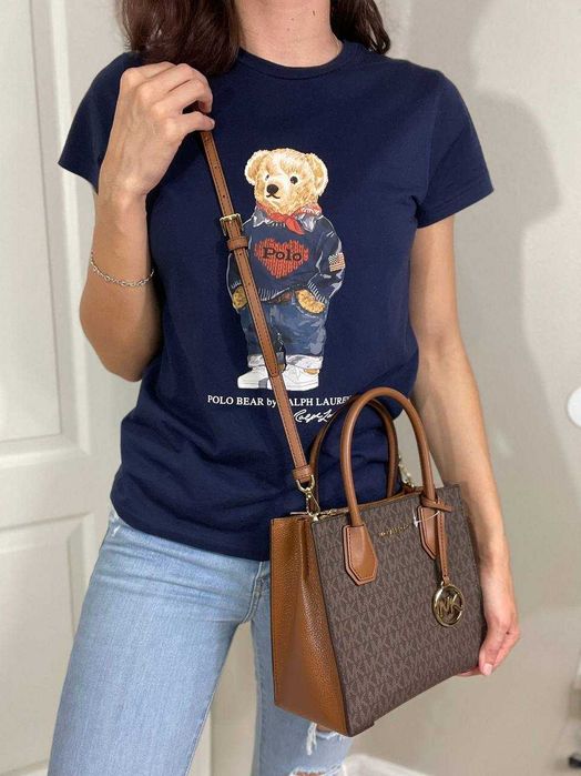 Оригинална Чанта MICHAEL KORS от кожа/брандирано платно с лого