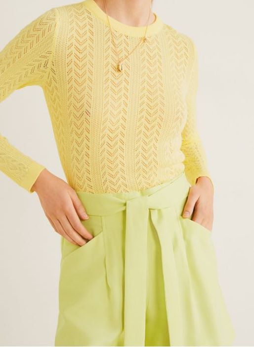 Pantaloni scurti cu curea galben verde MANGO marimea M / L - 99 ron