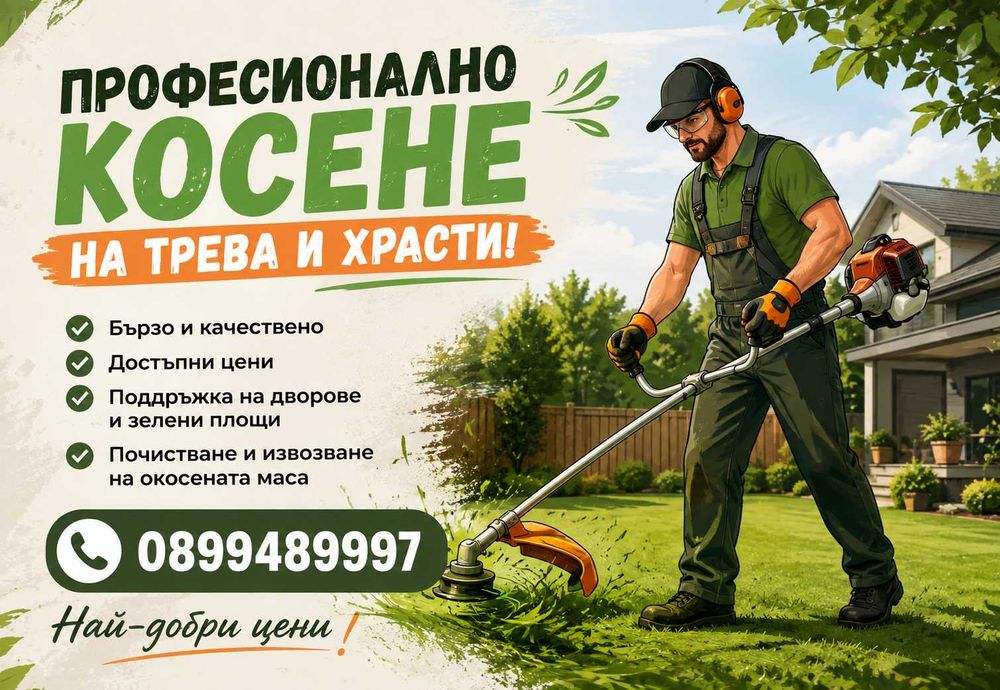 Професионално косене на трева и храсти