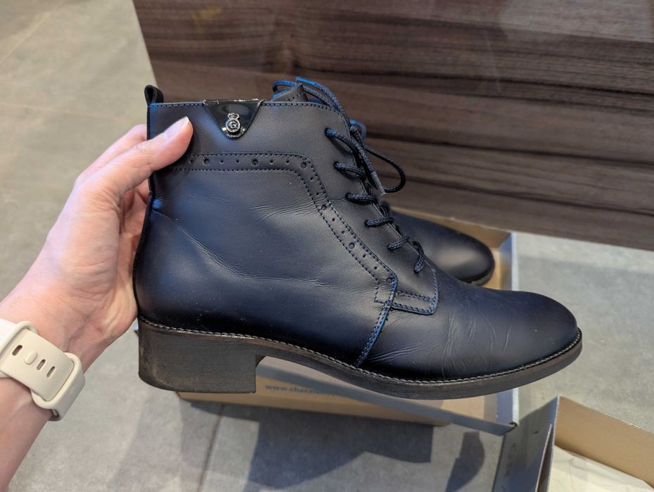 Дамски боти Грация в син цвят, естествена кожа, 41 номер