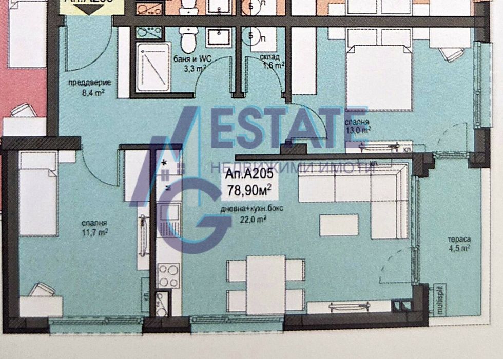 Тристаен апартамент с югоизточно изложение в нова модерна сграда в