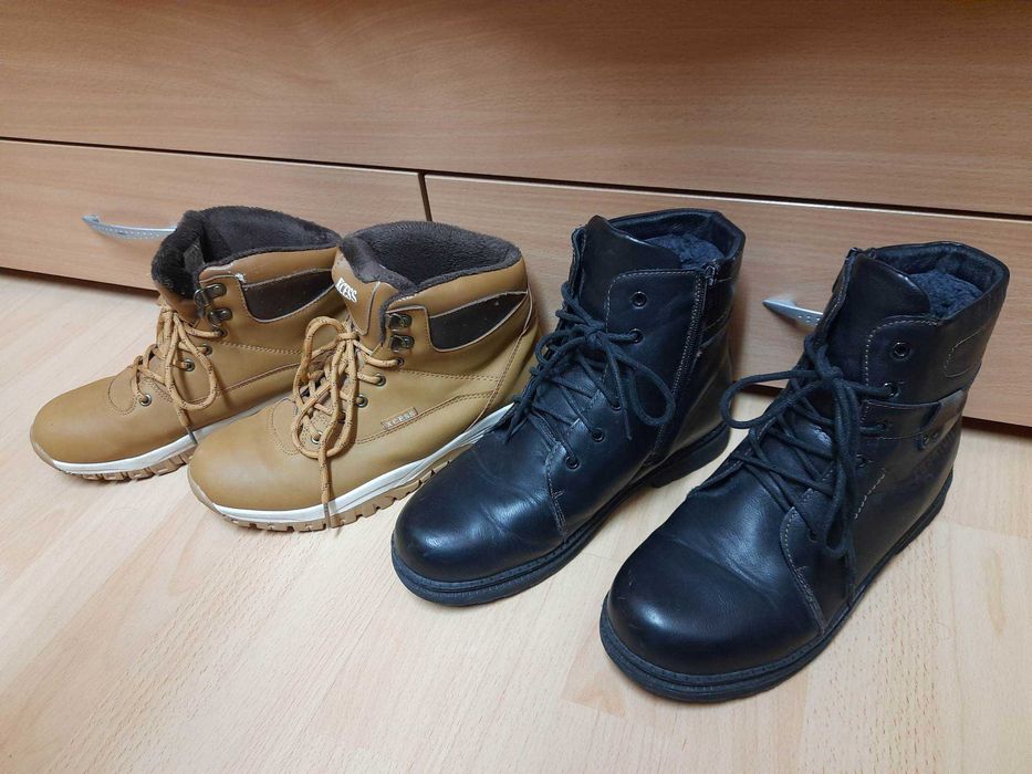 Мъжки зимни кожени обувки черни 40 номер и кафяви 41 номер