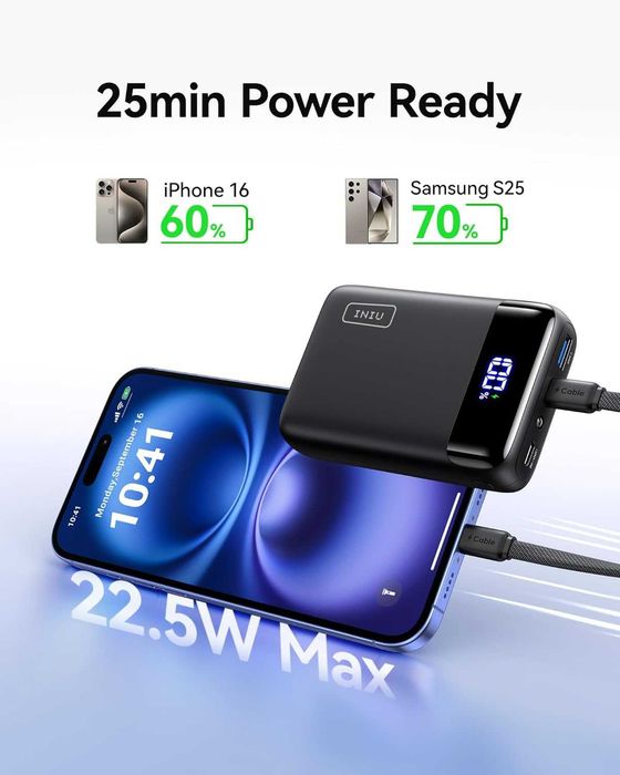Самое маленькое зарядное устройство INIU Carry P51-E2 22.5W 20000 mAh