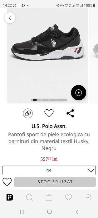 Pantofi sport piele ecologica U.S. Polo Assn Husky, Nr 44, NOU