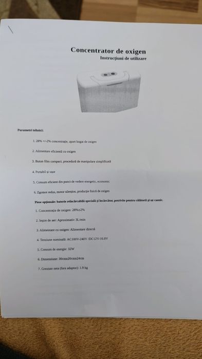 Concentrator oxigen nou portabil