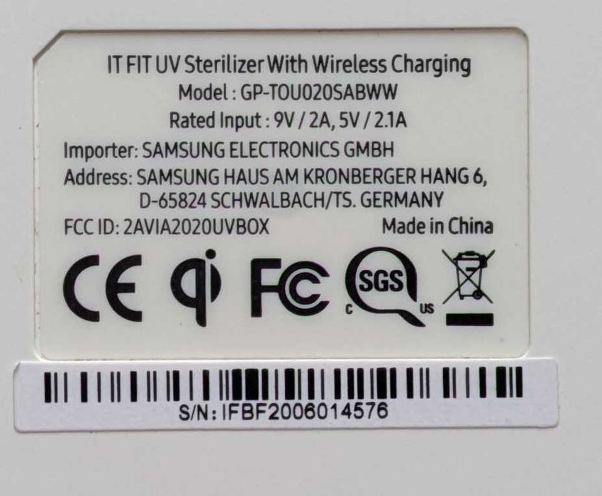 Sterilizator UV cu incarcare wireless Samsung