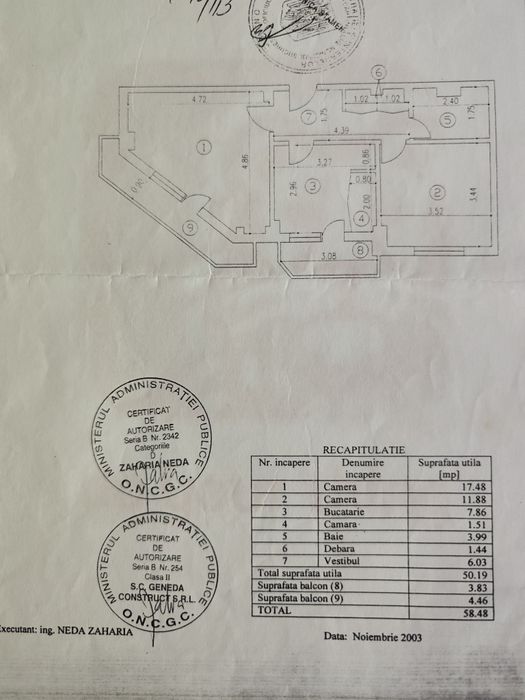 Apartament 13 Septembrie 2 camere decomandat stradal mobilat utilat