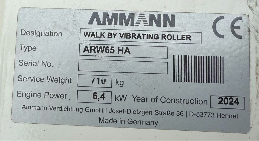 Cilindru compactor Ammann ARW 65 / 2024 / 750kg / Hatz Diesel