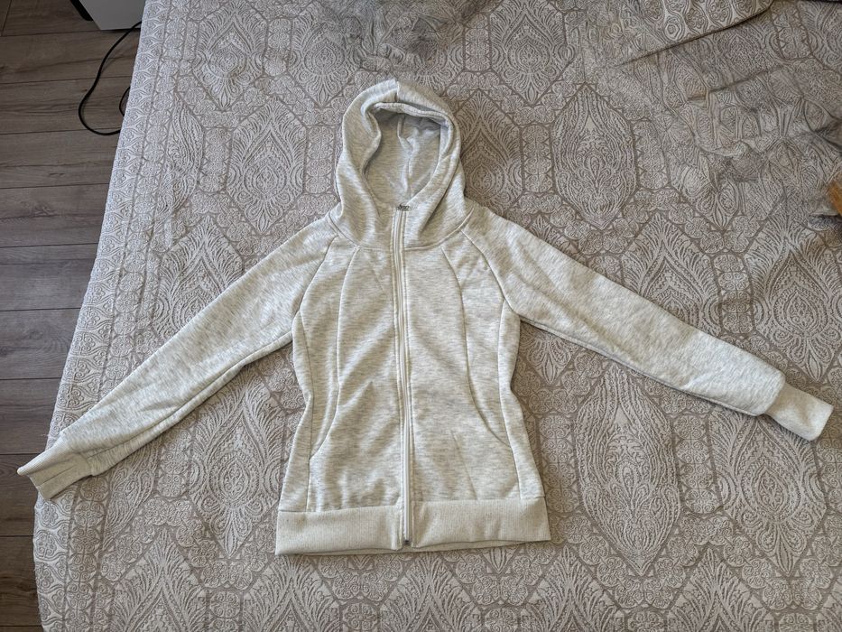 зип-худи, белая с капюшоном, размер S