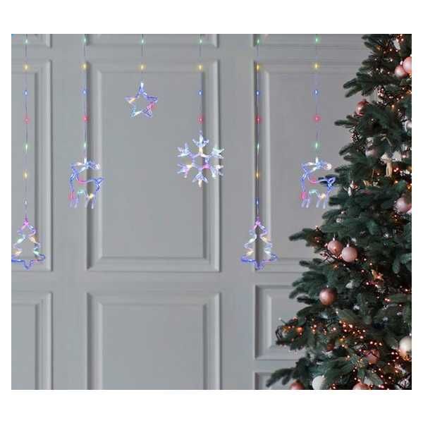 Декоративна коледна LED завеса Mercado Trade, 12 фигурки, 198 крушки