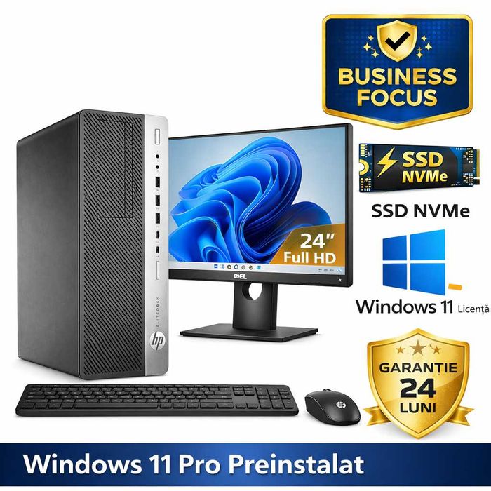 PC i7 7700 + Monitor 24" + SSD NVMe Win11 Pro Garantie 24 luni