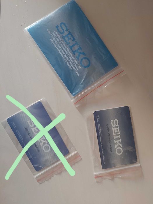 Carte Seiko si certificat autenticitate in alb (necompletat)